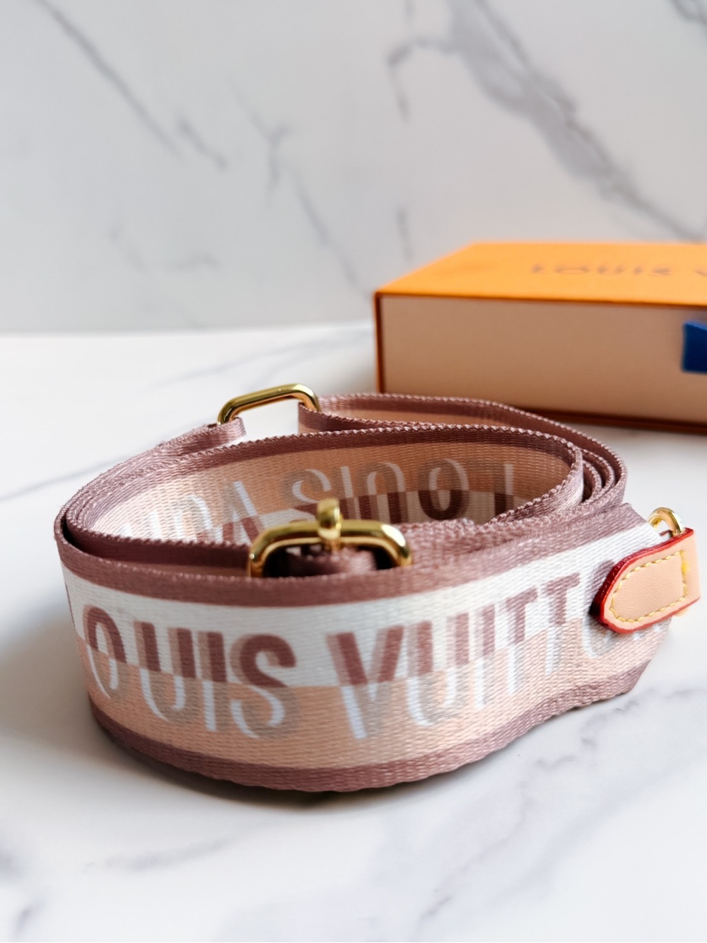 LV Designer logo Bandouliere replacement Beige guitar Strap - Picture 7 of 7